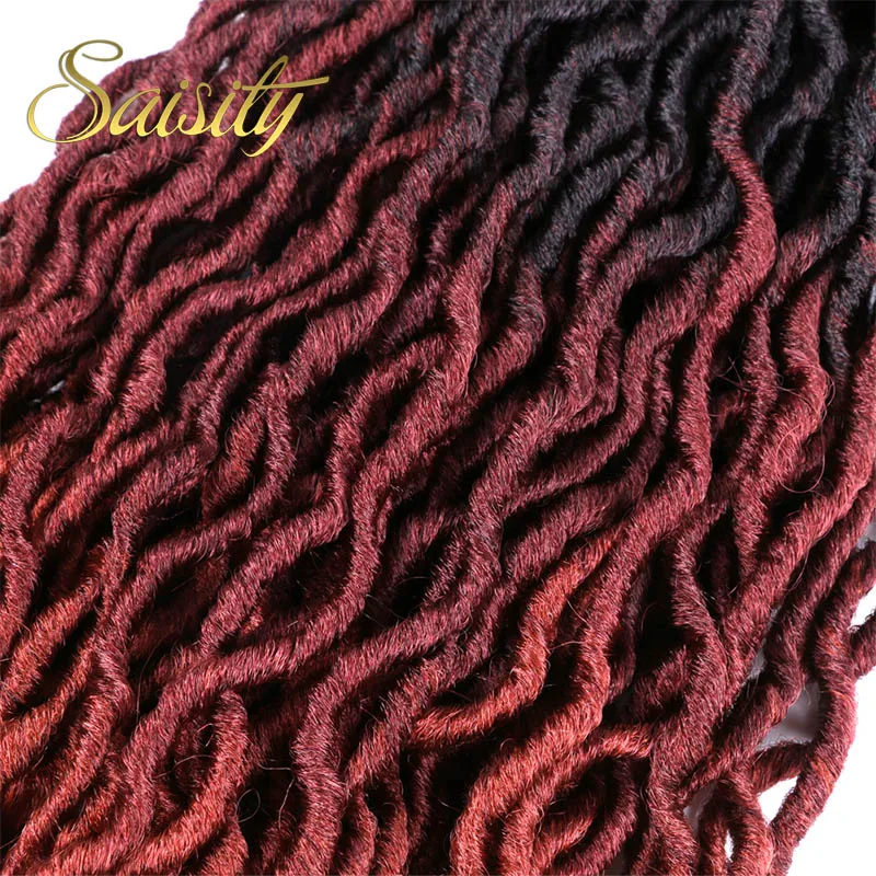 Saisity 18 дюймов 24 пряди Синтетические Ombre Faux locs кудряшки для наращивания мягкие вязанные крючком косички для наращивания волос