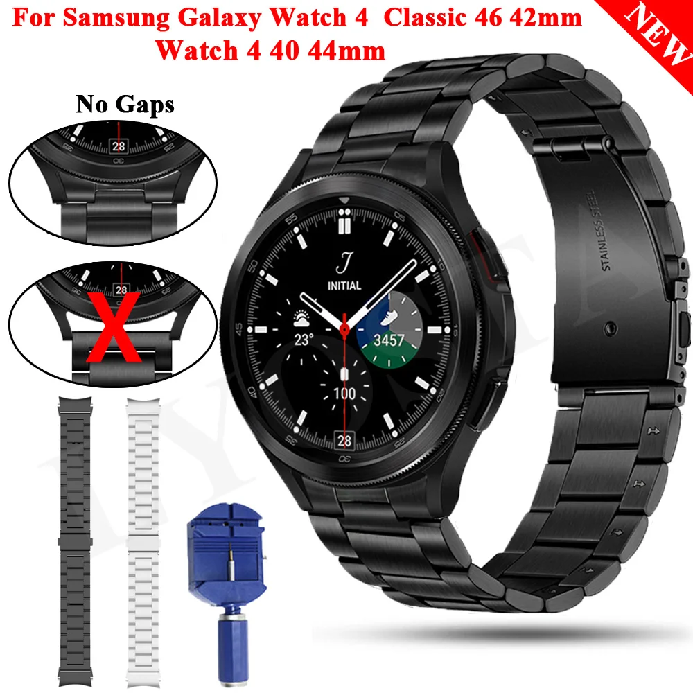 

20mm No Gaps Stainless Steel Watch Band For Samsung Galaxy Watch 4 44 40/Watch4 Classic 46 42mm Smartwatch Bracelet Metal Straps