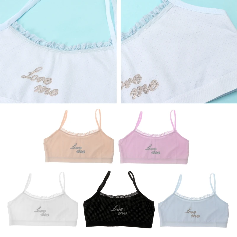

Girl Underwear Cotton Lace Bras Girls Soft Camisoles Sports Bra Top Breathable For Teens Training Bra