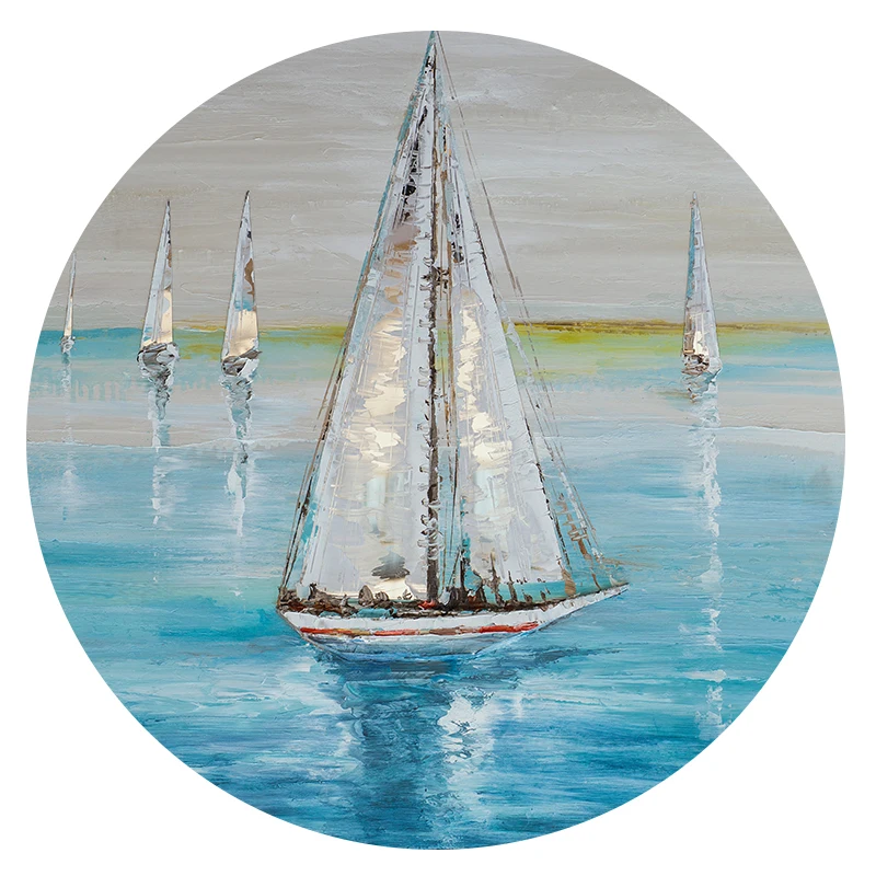 

Handpainted Ocean Boats Landscapes Canvas Painting Seascape Nordic Posters Prints Home Decoration Living Room Wall Art Picture