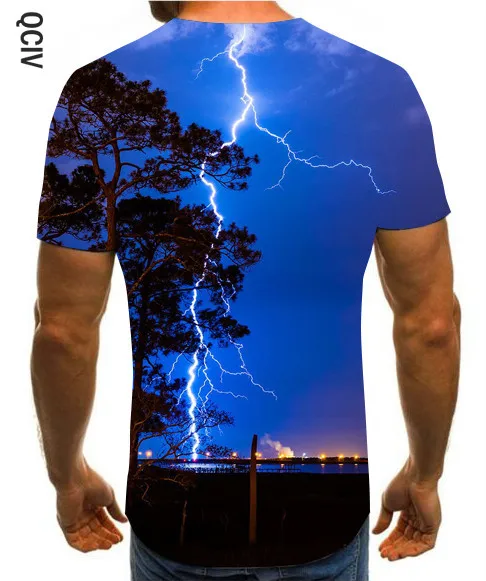 

3D new trend lightning print t-shirt men's fashion men's T-shirt casual versatile clothing cotton s-6xl