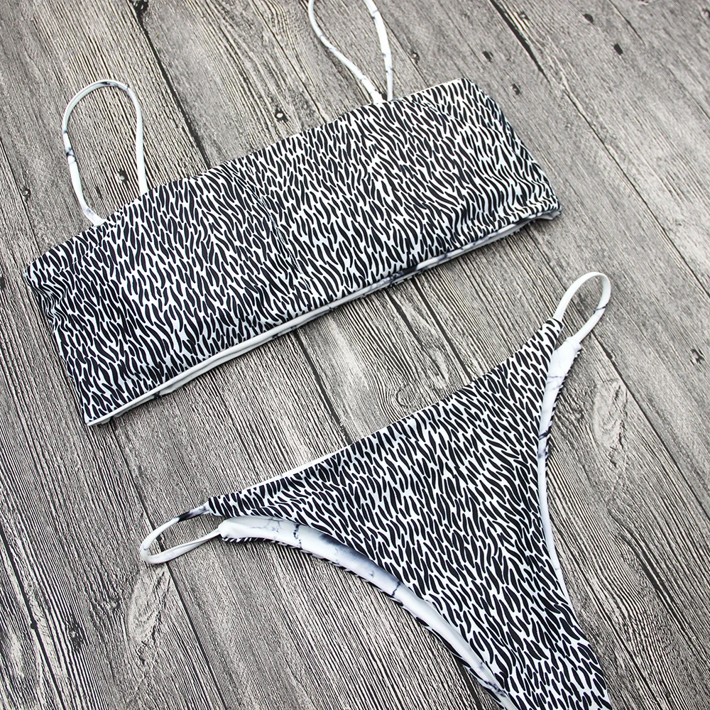 

Женский сексуальный двухсторонний комплект бикини, бразильский купальник, Леопардовый купальник, пляжный купальный костюм в горошек, винт...