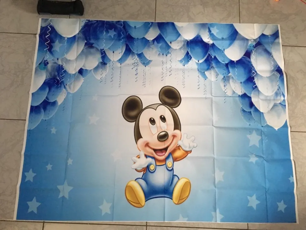 Фон для фотосессии новорожденных детей на день рождения BlueMinnie белые синие шары на заказ Фотостудия