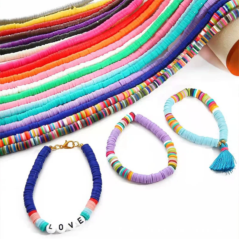

350pcs/lot 6mm Flat Round Polymer Clay Beads Chip Disk Loose Spacer Handmade Boho Slice Beads For DIY Jewelry Making Bracelets