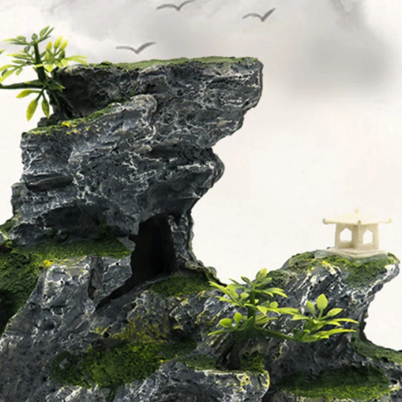 

Resin Rockery Aquarium Decoration Accessories Artificial Mountain Hill View Rock Decorating Ornament for Fish Tank
