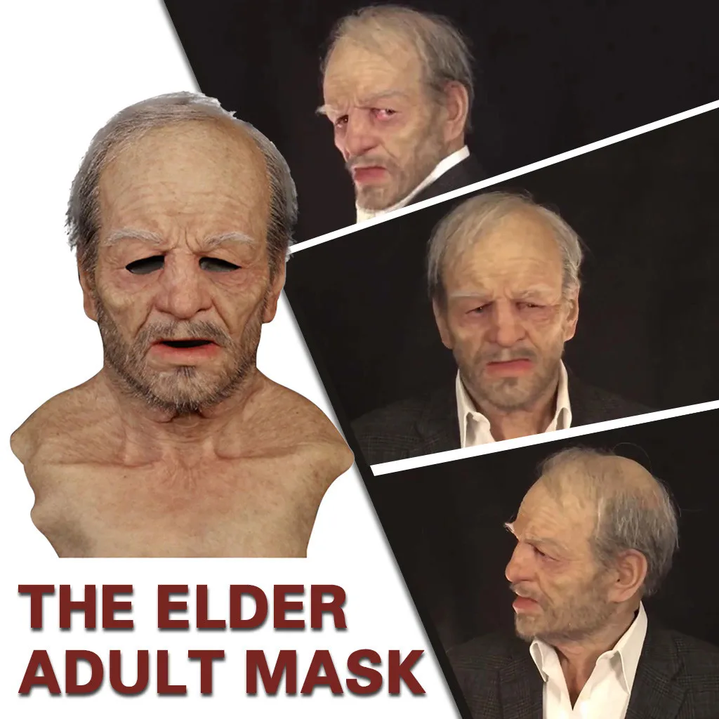 Another Me-The Elder Halloween Scary Party Old Man Mask Realistic Cosplay Costume Latex Real Masks | Дом и сад