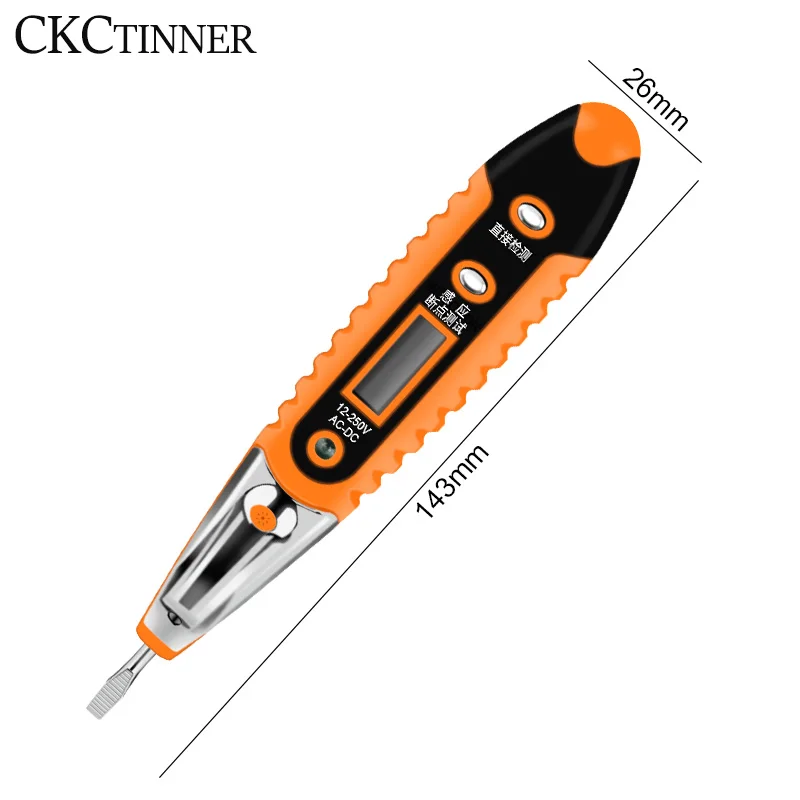 LCD Display Voltage Detector Test Pen for Electrician with MultiDigital AC DC 12-250V Tester Screwdriver image 2