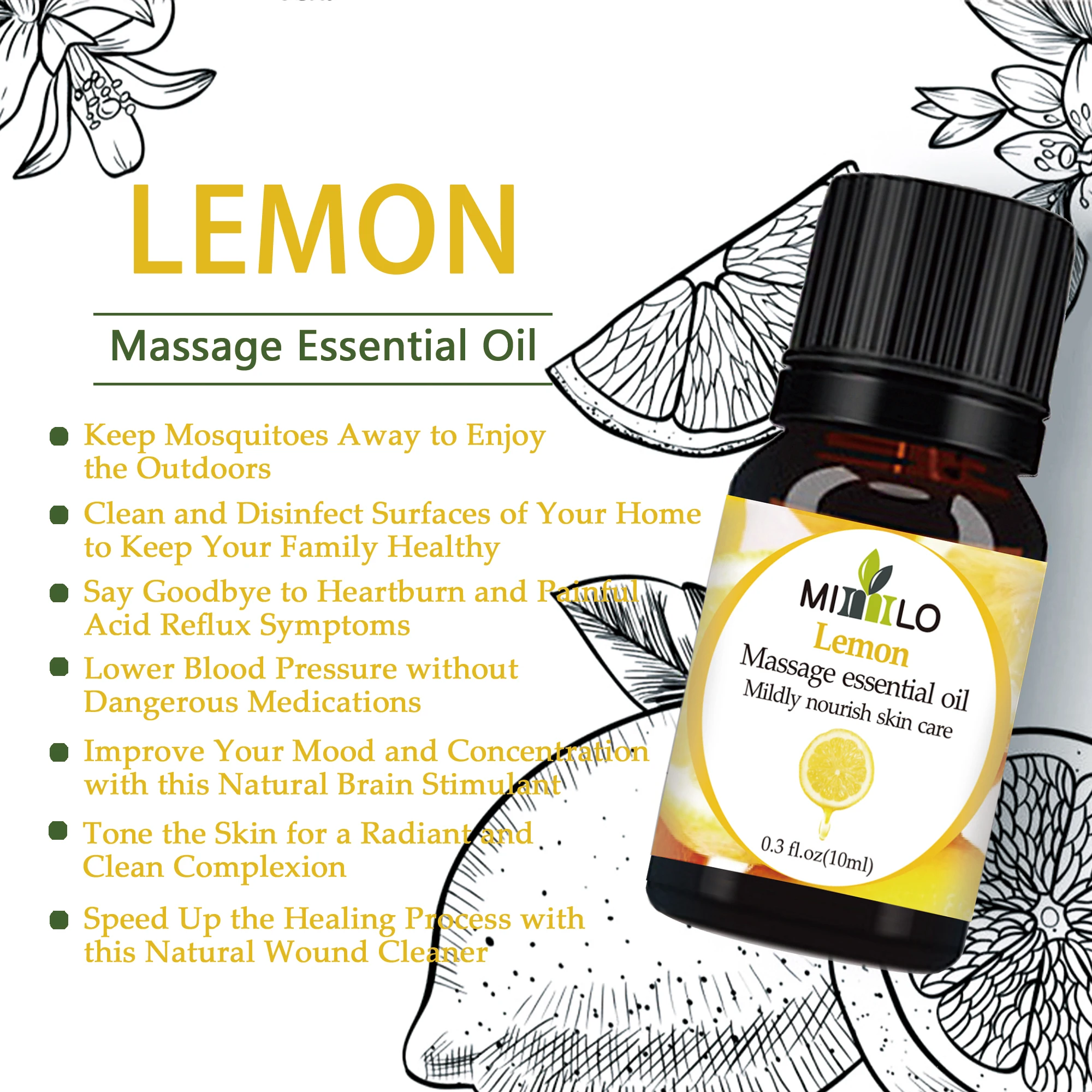 100% чистое натуральное эфирное масло лимона отлично подходит для полировки