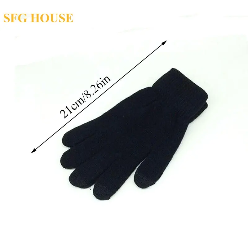 

Autumn Winter Warm Gloves Soft Men Women Touch Screen Active Smart Phone Knitted Thick Full Finger Outdoor Skiing Riding Gloves