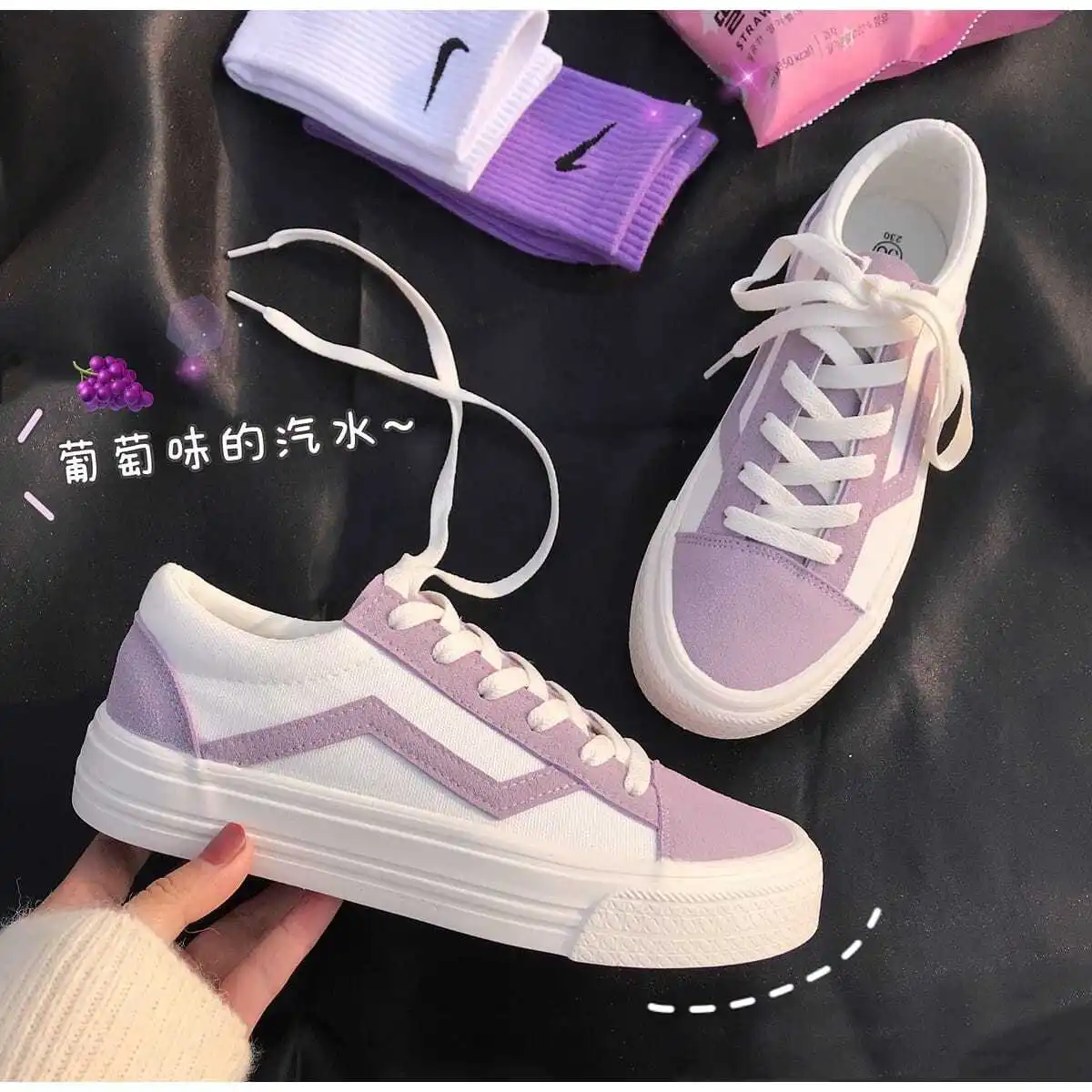 

QWEEK Women Sneakers White Harajuku Korean Flat Canvas Platform Sports Shoes Vulcanize Casual Rubber Personality Basket Running