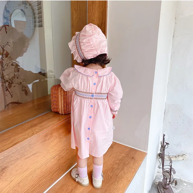 Детское Хлопковое платье с шапочкой воротником и длинными рукавами | Мать