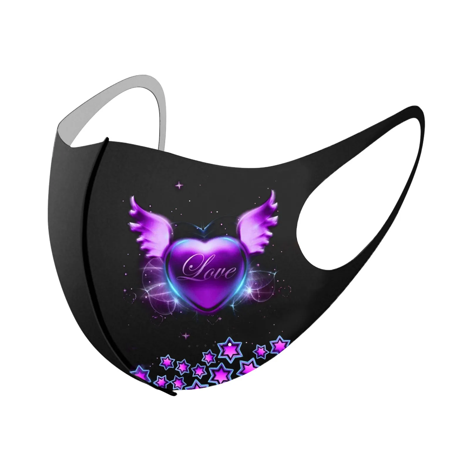 

1PC Valentine's Day Washable Face Mask Adjustable Adult 3D Printed Outdoor Breathable Winter Heart Shape Pattern Wholesale 2020