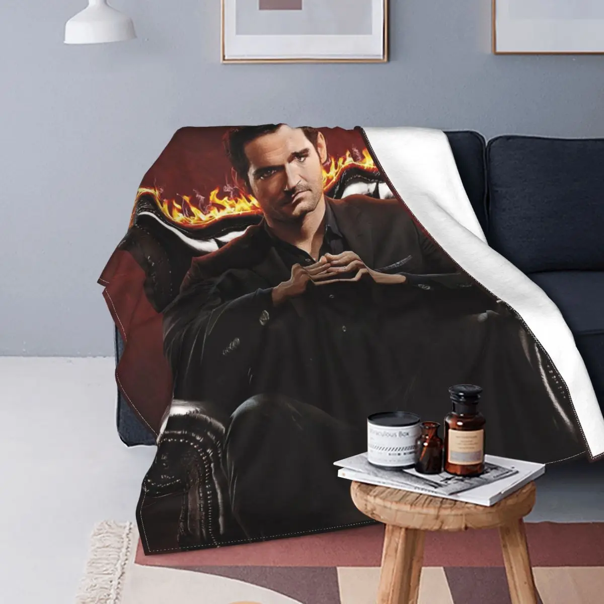 

Lucifer Blanket Fleece All Season Actor Tom Ellis Multi-function Soft Throw Blankets for Home Couch Rug Piece