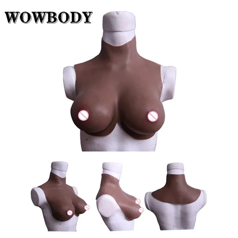 

Internet Celebrity Livestream Dragqueen Crossdress Fake Boobs Bodysuit Tights Tetas Realistic Silicone Breast Forms Plate Tits