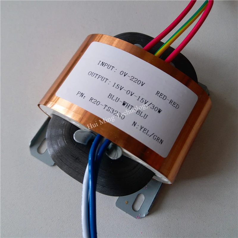 

15V-0-15V 1A 12V-0-12V R Core R20 custom transformer 220V 30VA dual 15V 18V 24V copper shield Traffic light special transformer