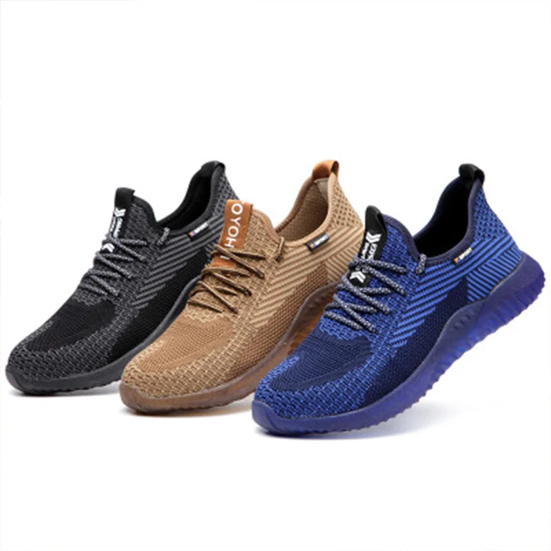 

Safety Shoes Cap Steel Toe Safety Shoe Boots For autumn Man Work Shoes Men Breathable Mesh Footwear Wear-resistant Large size 48