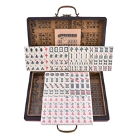 2027 1 english mahjong set with retro leather box traveling portable mahjong board games toy party gambling game board with box