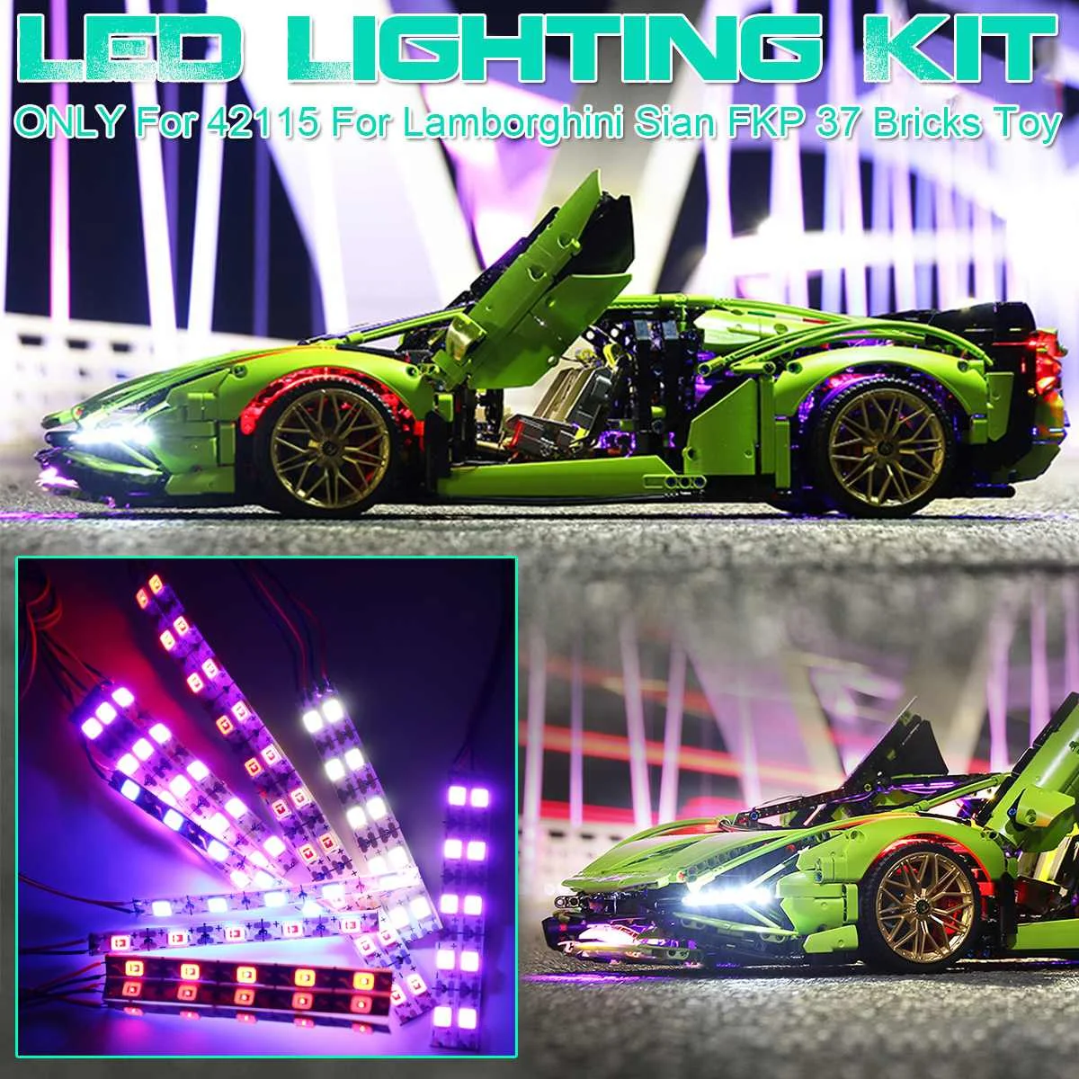 

LED Lighting Kit Only For 42115 For Lamborghini Sian FKP 37 Car Bricks Toy Blocks (Only USB LED Light Included)