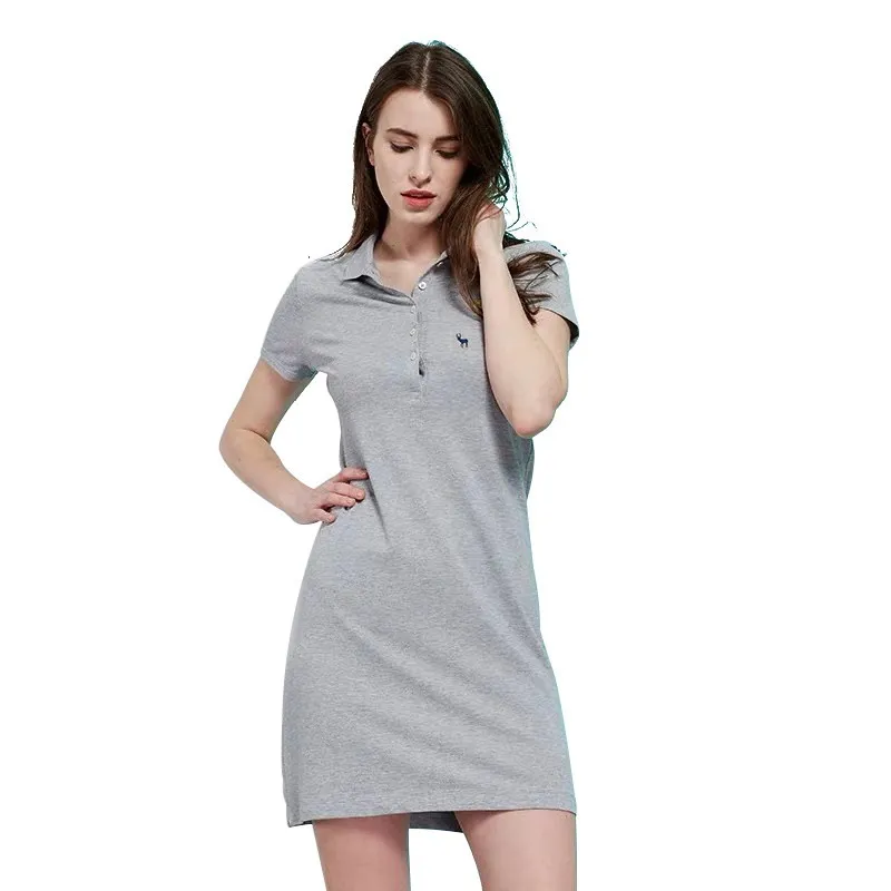 Хорошее качество 100% хлопок платье поло для женщин короткий рукав лето 2020