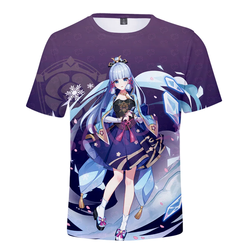 

Лидер продаж, новинка, уличная одежда, кавайная детская футболка Genshin Impact Kamisato Ayaka, футболка с 3D принтом, весна-лето, Мужская/Женская модная иг...