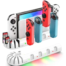 For Nintend Switch Joypad Charger for Switch OLED Controllers Charging Dock Station with LED Indicator Charger 8 Game Slots