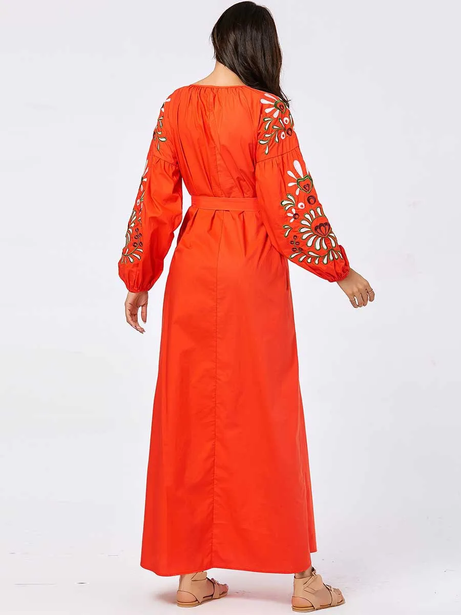 Мусульманское платье женское мусульманское Макси абайя Цветочная вышивка Дубай