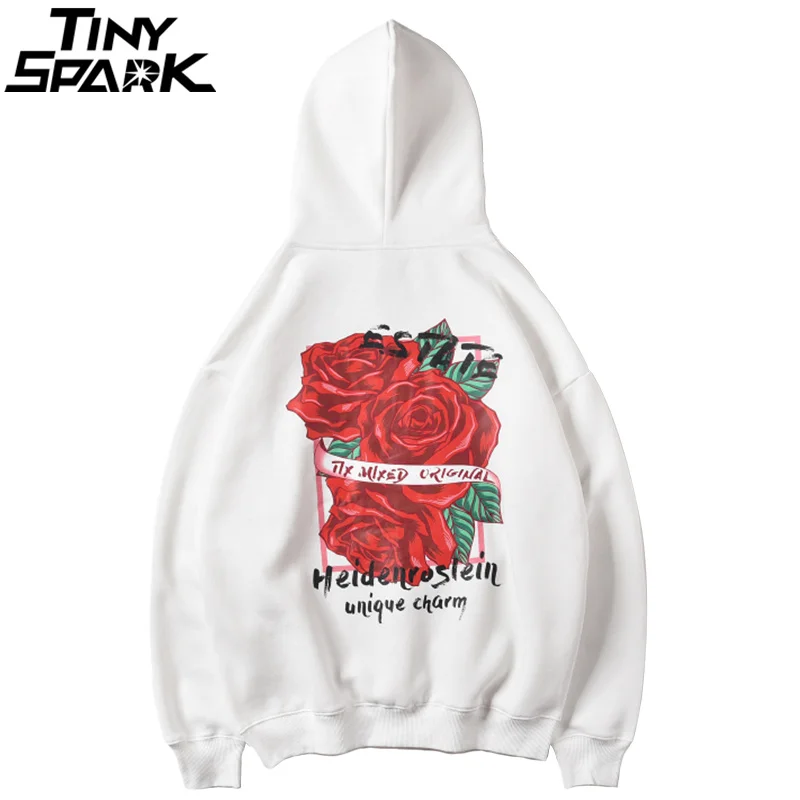 Мужская толстовка с капюшоном в стиле хип хоп цветочным принтом Harajuku пуловер