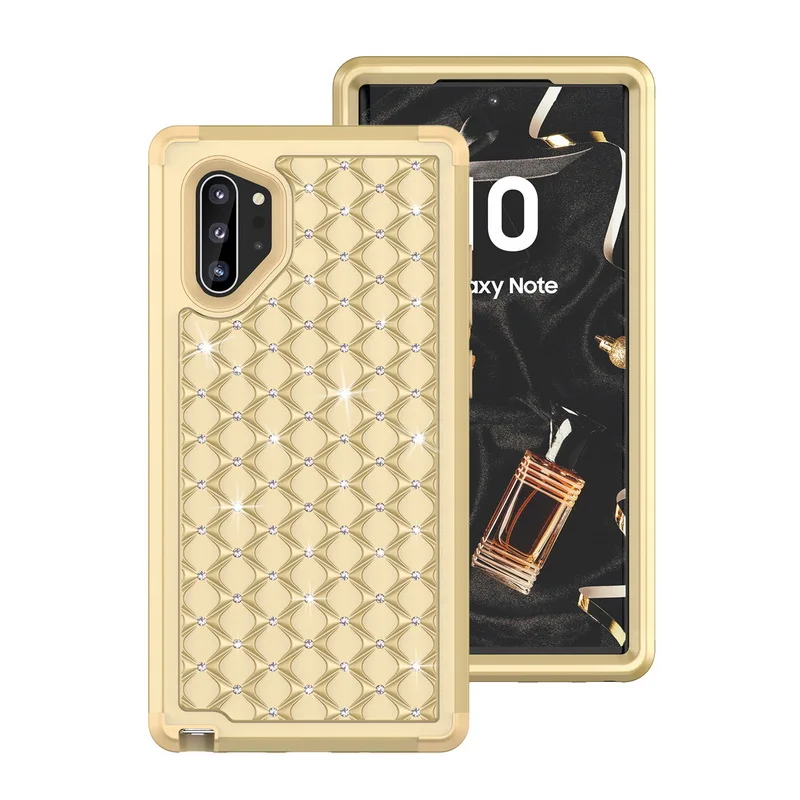 T8 Gold Gold Роскошный Блестящий Алмазный чехол для телефона samsung Galaxy Note 10 Plus S10 S9 Plus Броня гибридная 3 в 1 противоударный жесткий чехол - Цвет: T8 Gold Gold