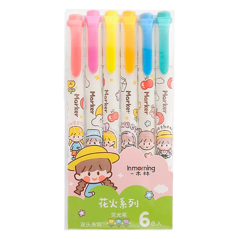 

W&G 6Pcs/set Color Highlighter Pen For Taking Notes Special Marker Pen Ins Light Color Hand Account Drawing Key Marker Pen