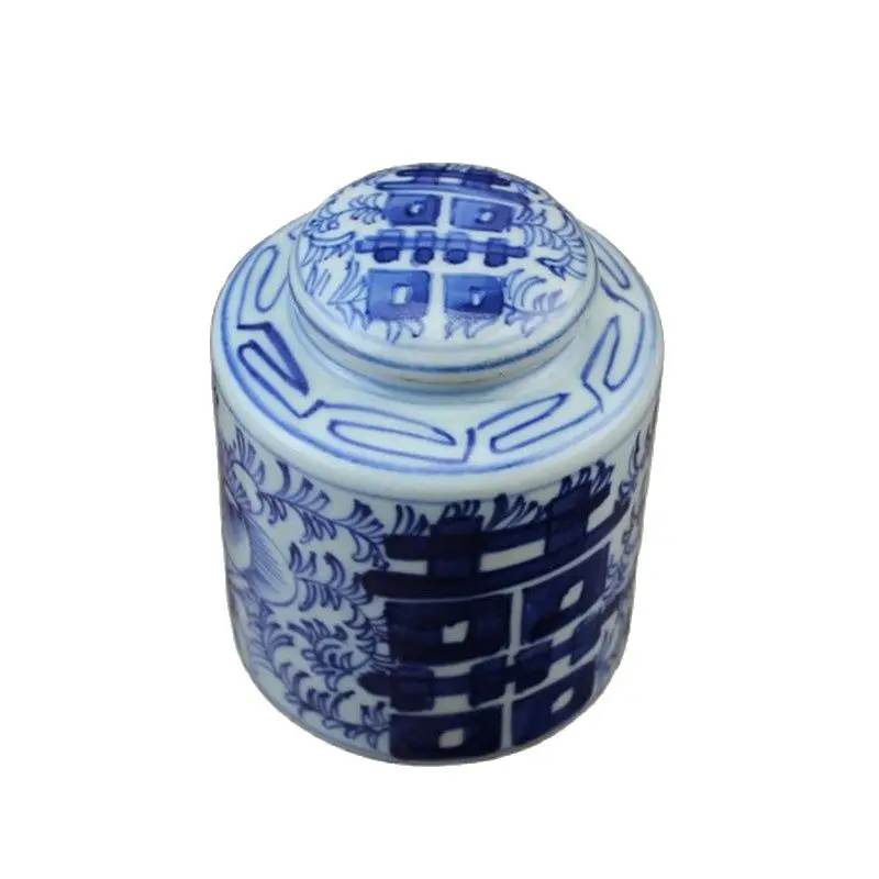 

Chinese Old Porcelain Blue And White Porcelain Double Happy Cans