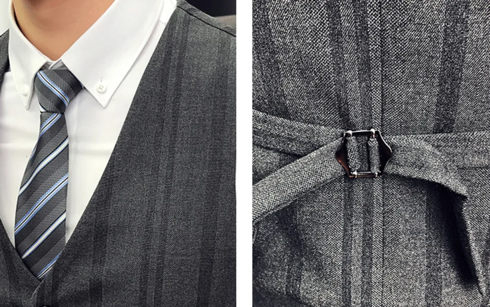 

Stripe Formal 2019 Business Sleeveless Waistcoat Men's Suit Dress Vest Wedding Vest Slim Fit Tuxedo Gilet Autum Winter Clothing