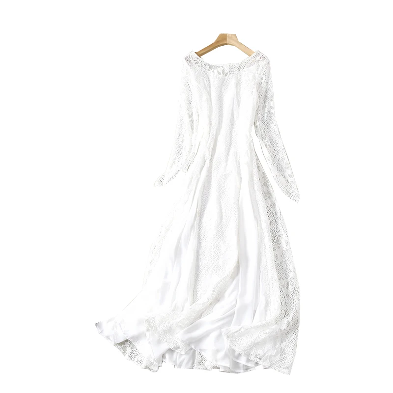 

JCHB 2021 Lady's temperament lace dress sexy back V-neck slim white dress