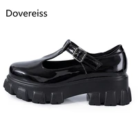 dovereiss fashion spring womens shoes pure color round toe buckle block heels thick bbottom consice pumps 34 42