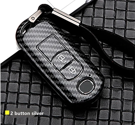 2 button key silver Автомобильный чехол для ключей из углеродного волокна ABS для Mazda CX-5 CX-7 Mazda 3 5 6 Atenza Alexa 2/3, аксессуары для смарт-ключей - Название цвета: 2 button key silver