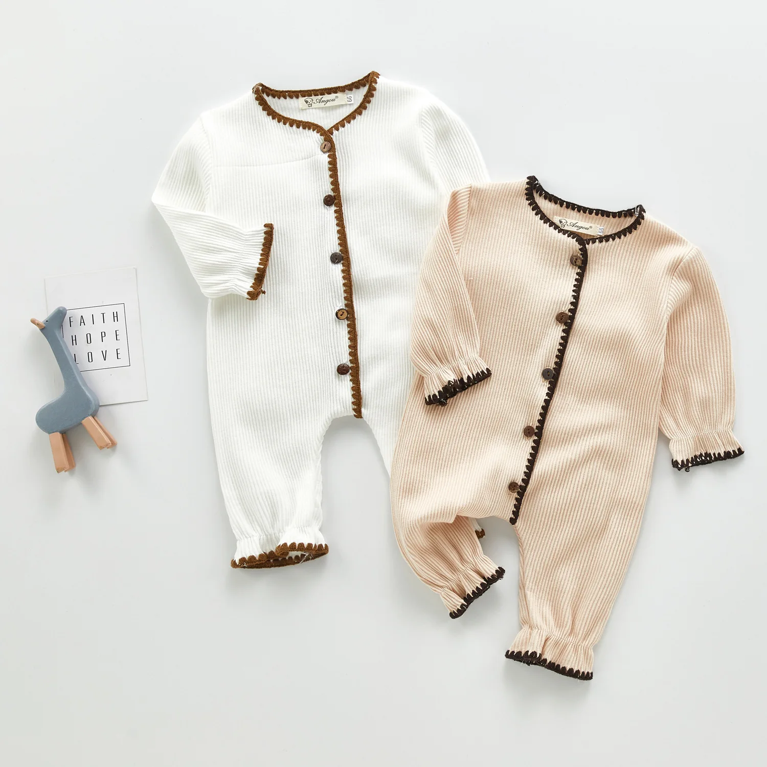 

Ecavus Korean Baby Boys Girl Romper Long Sleeve Fashion Newborn Jumpsuit Cute Cotton Baby Clothes Solid Loose Infant Girl Romper