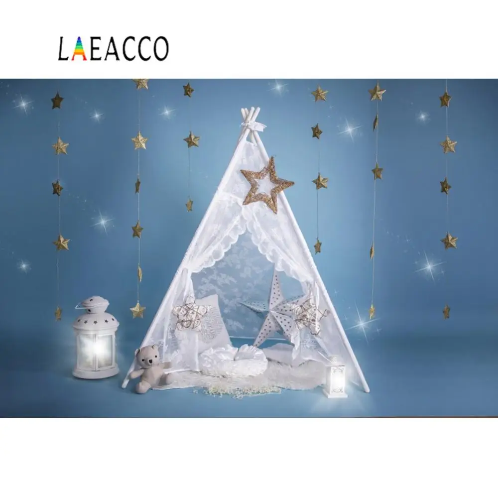 Laeacco фото фон палатка Wigwam блестящая золотая звезда Мишка Тедди фонарь Малыш Ангел
