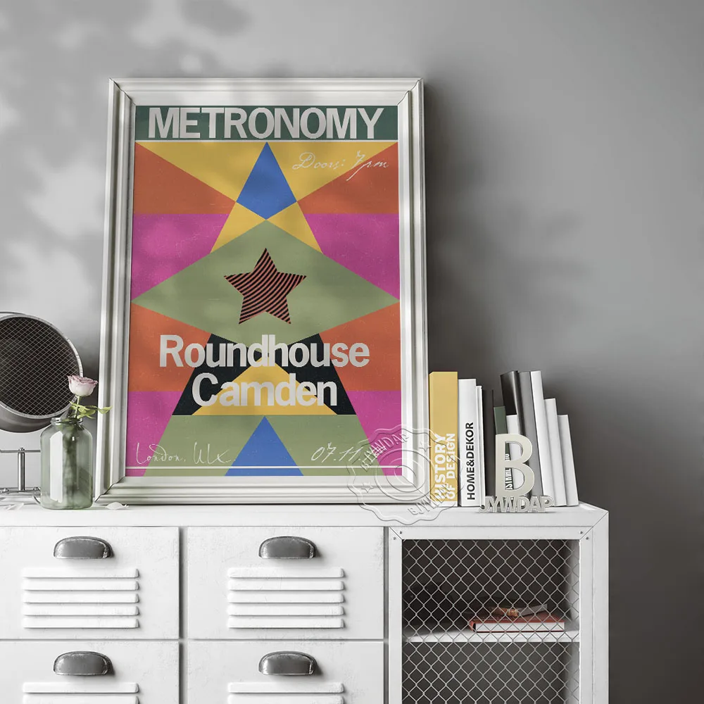 

Metronomy Band Print Poster, Roundhouse Camden Music Show Poster, Color Geometry Home Decor Metronomy Band Fans Collection Gift