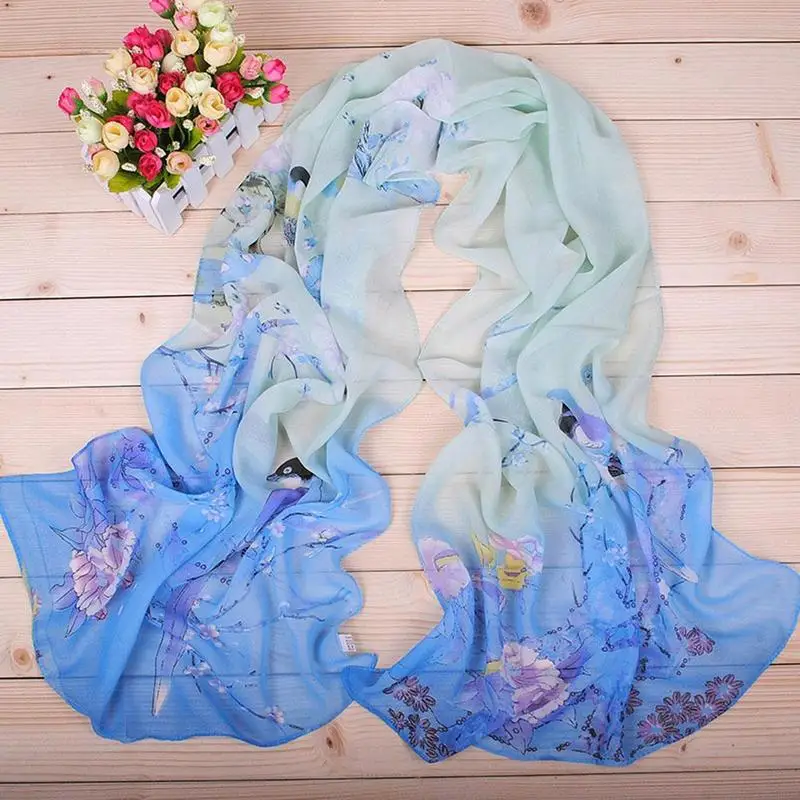 

Magpie Primula Women's Chiffon Scarf Wholesale 160cm Women New Shawl Stole Length Pattern Long Scarves Scarf Peony Scarf B5R3