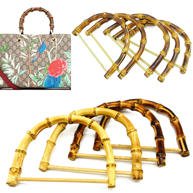 

1Pc D Shape Bag Handle Bamboo Circle Handle Handmade Handbag DIY Tote Purse Making Retro Bag Accessory Bamboo Root Handle
