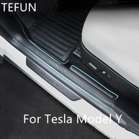 new for tesla model y built in threshold bar after modification guard plate welcome pedal modely interior accessories