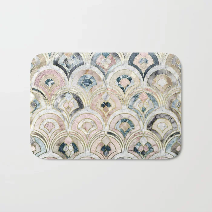 

HOT Bathroom Rugs Art Deco Marble Tiles in Soft Pastels Bath Mat Flannel Absorbent Non Slip Doormat Entrance Door Bath Room Mats