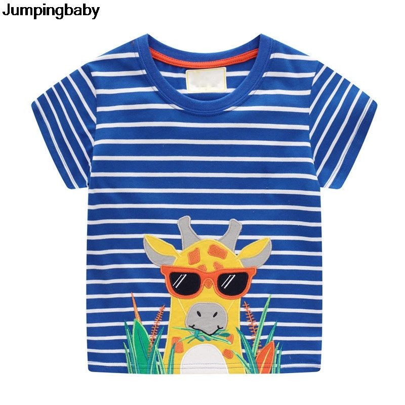 2021 Boys T-shirt Summer Top Kids Clothes Animals Appliqued T-shirts Children Koszulki Tee Shirt Roupa Infantil Enfant Koszulka