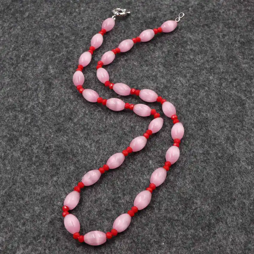 Ожерелье-чокер в стиле бохо для женщин колье из розового камня кошачий глаз с