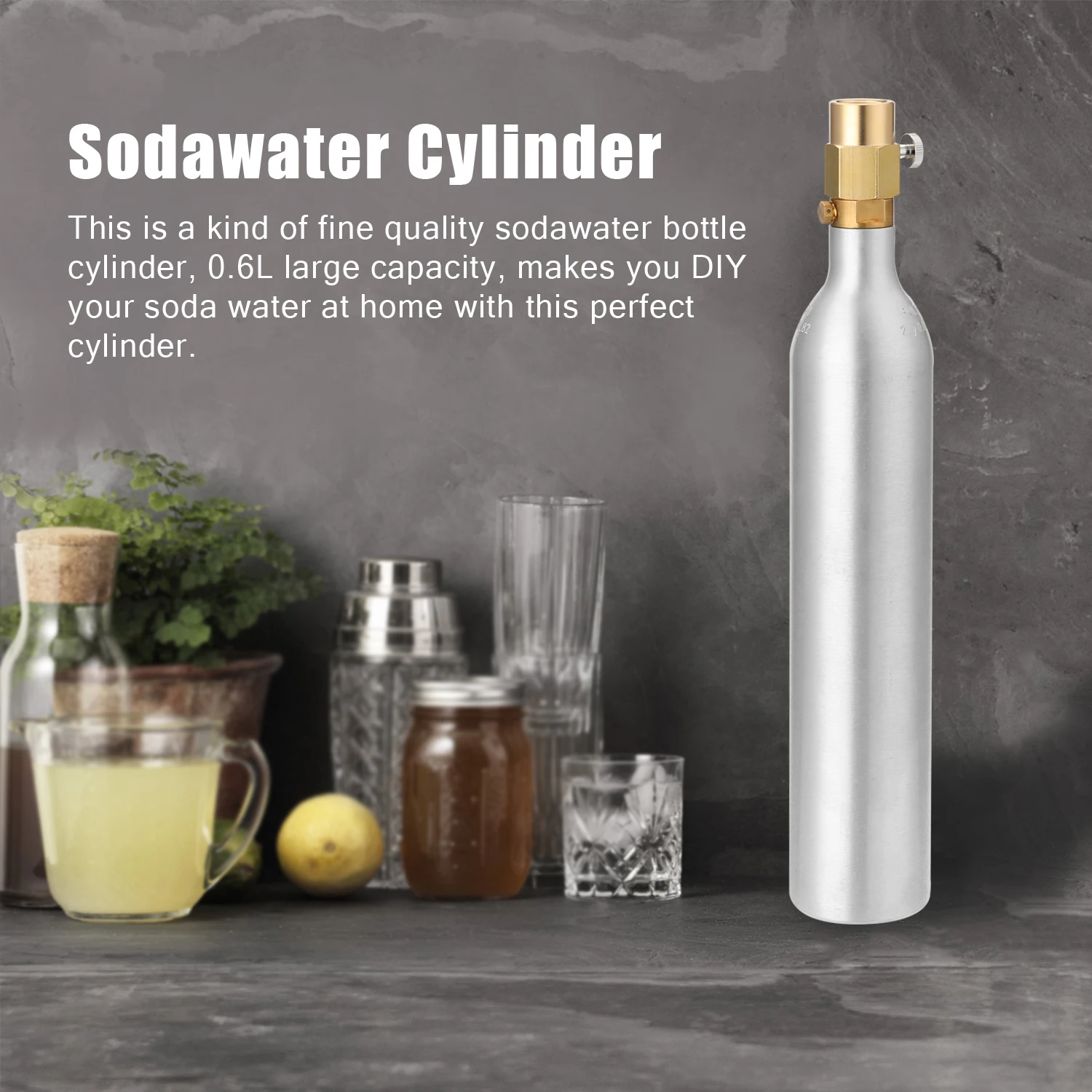 0.6L цельная латунная бутылка Sodawater цилиндрическая с высоким сжатием адаптером для