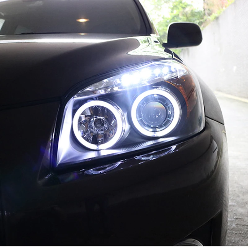 Двойные светодиодсветодиодный биксеноновые фары Angel Eyes для Toyota RAV4 2009 2011|headlights