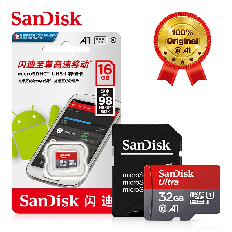 

Карта памяти Micro sd SanDisk, класс 10, 128, A1, 16, 32, 64, МБ/с. ГБ, 98, 128, 16, 32, 64, 256, UHS-1 ГБ