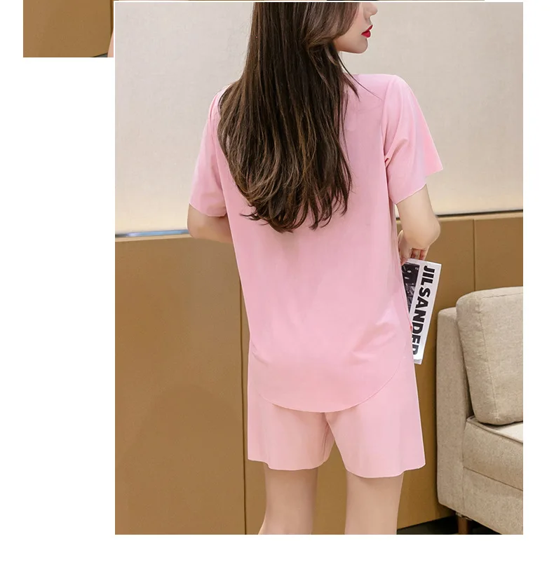 Women Sleepwear Summer Pajama Set 5colours Turn Down Collar Faux Silk Satin Short Sleeve Casual Female Pijama Home Wear Shorts