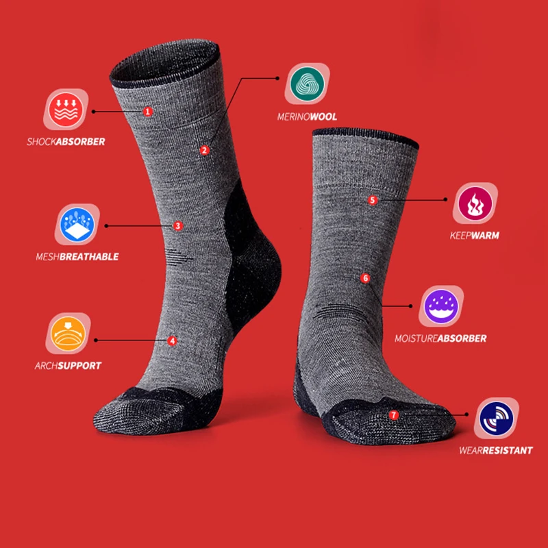 

Outdoor socks woollen socks Thicken warm winter Ski hiking socks Soft Comfortable Damping Mesh Breathable Moisture Wicking