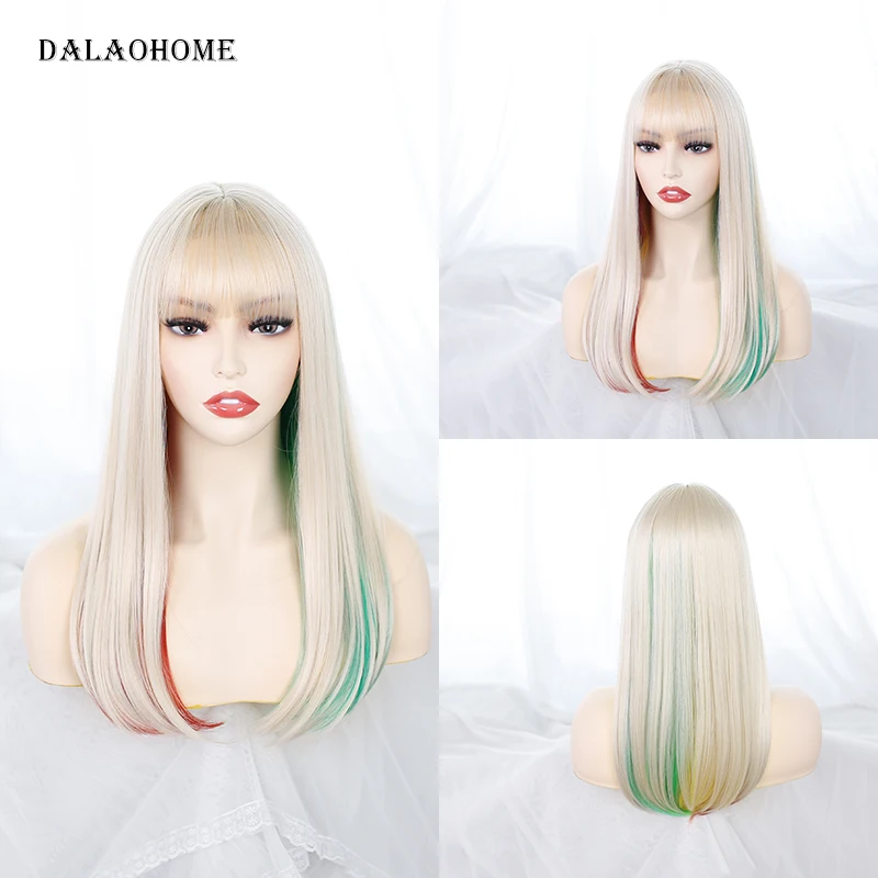 

Длинный Синтетический прямой белый парик Dalaohome красочные волосы Лолиты для женщин натуральные термостойкие волосы для косплевечерние пари...