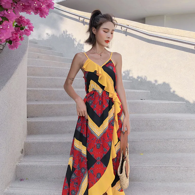Летнее винтажное пляжное платье в богемном стиле для отпуска на море Новинка 2020